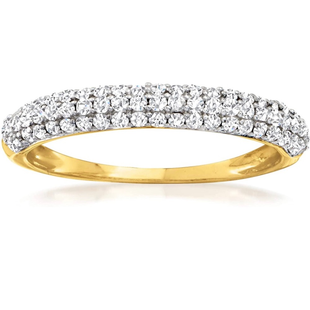Ross-Simons Pave Diamonds Yellow Gold Band Ring size 7
